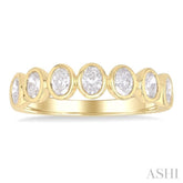 1 Ctw 7-Stone Bezel Set Oval Cut Diamond Fashion Band in 14K Yellow Gold